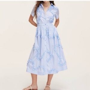 Kate Spade x Target Ribbon Short Sleeve Midi Shirt Dress Stripes Size XL